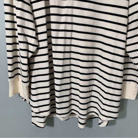 NEW Jane & Delancey Long Sleeve Striped Henley Black and Cream Women's Top - Picture 5 of 10